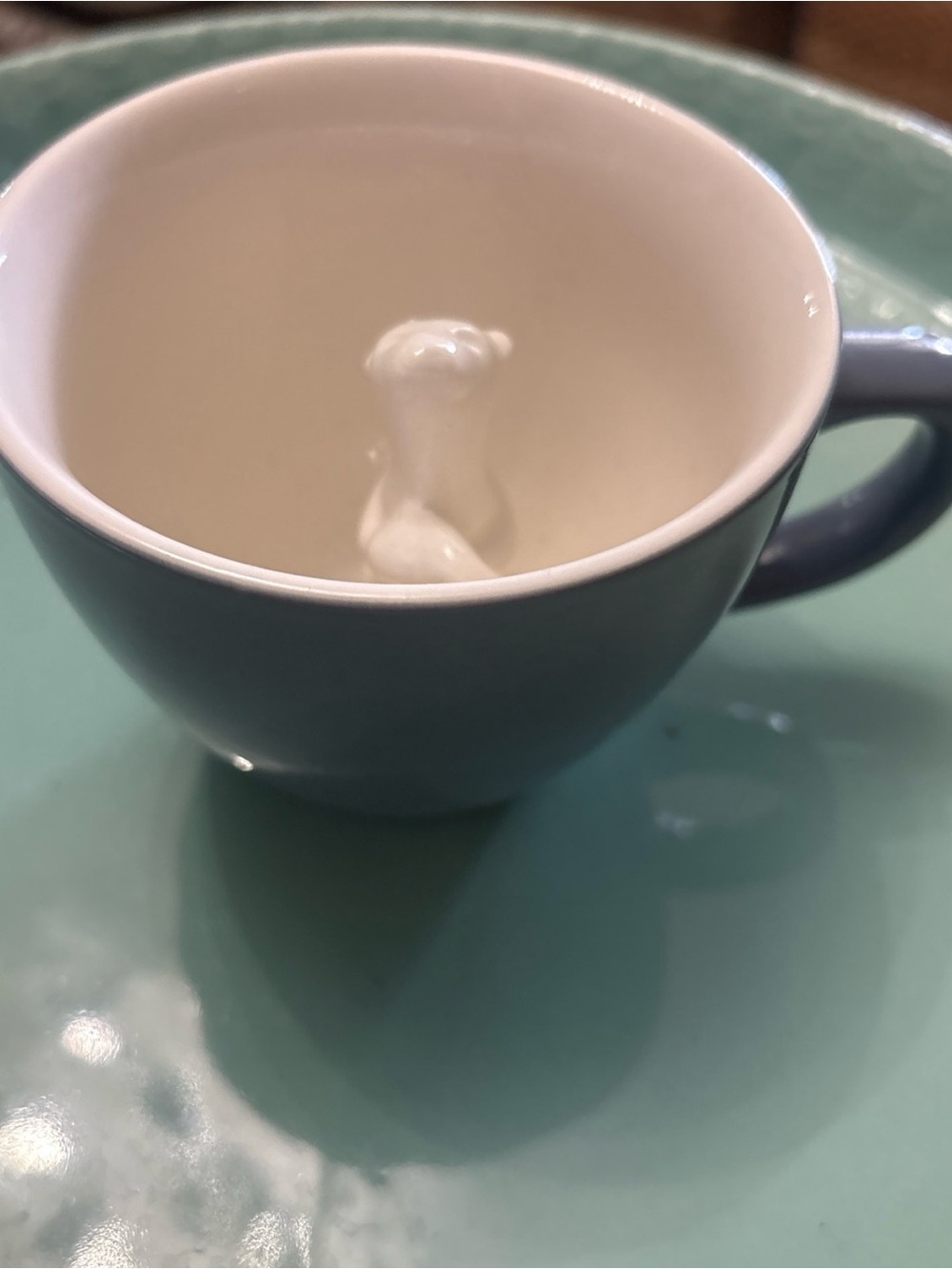 Creature Cups Gray Ceramic Mug w/ Hidden 3D Polar Bear & Fish Inside